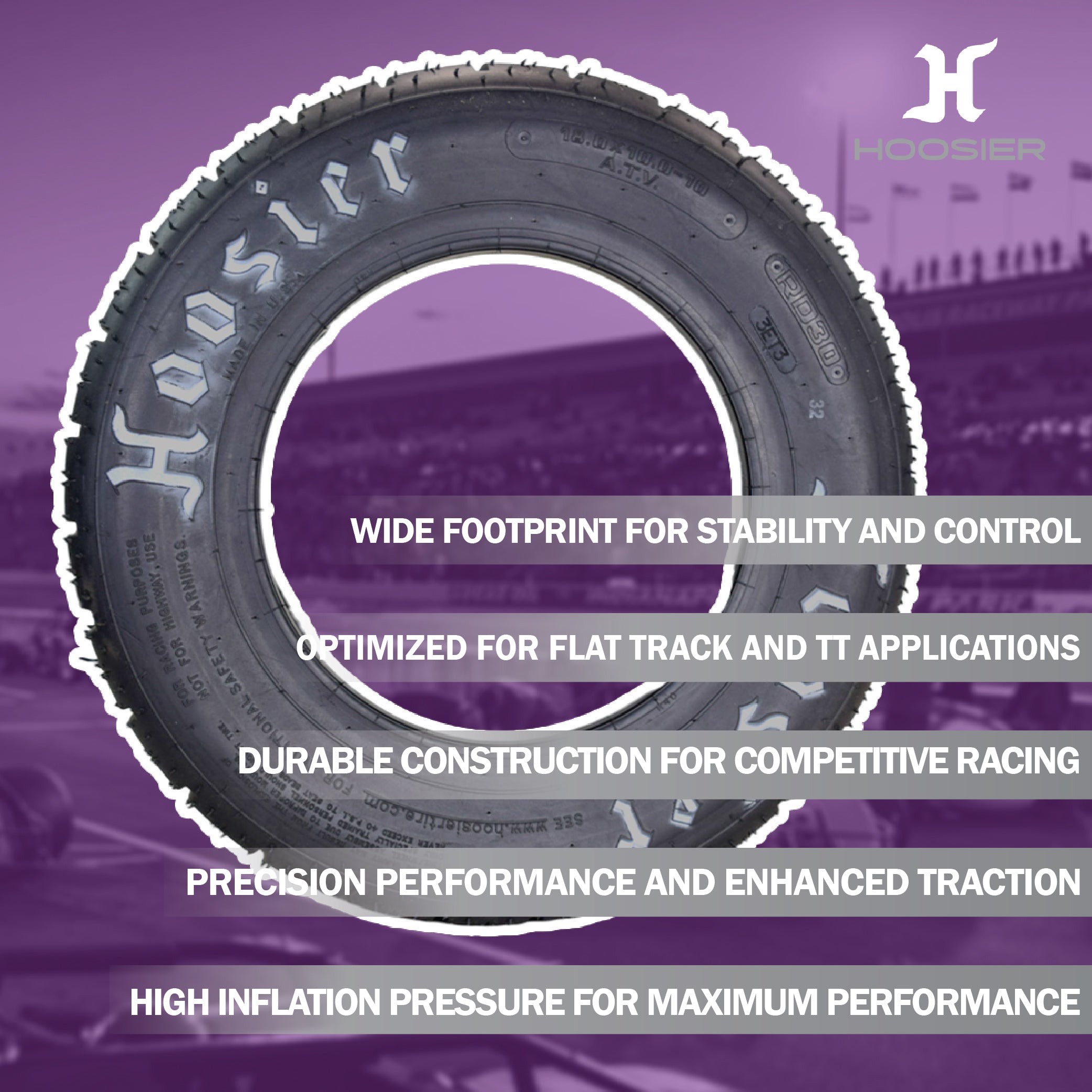 Hoosier Flat Track & TT (Tourist Trophy) Tire 18.0X10.0-10 CB - 16300RD30 for ATV Tire & Off-Road Racing with Hoosier Keychain (2 Pk)