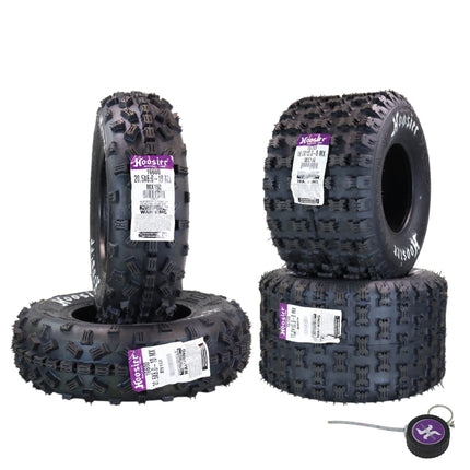 Hoosier ATV MX Tire Set with (2) 20.5X6.0-10 MX150 Front & (2) 18.0X10.0-8 MX150 Rear Tires for Off-Road Motocross Racing with Hoosier Keychain