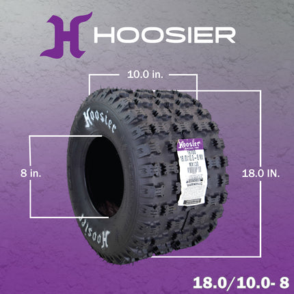 Hoosier ATV MX Tire Set with (2) 20.5X6.0-10 MX150 Front & (2) 18.0X10.0-8 MX150 Rear Tires for Off-Road Motocross Racing with Hoosier Keychain