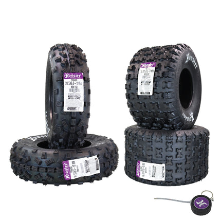 Hoosier ATV MX Tire Set with (2) 20.5X6.0-10 MX150 Front & (2) 18.0X10.0-8 MX200 Rear Tires for Off-Road Motocross Racing with Hoosier Keychain