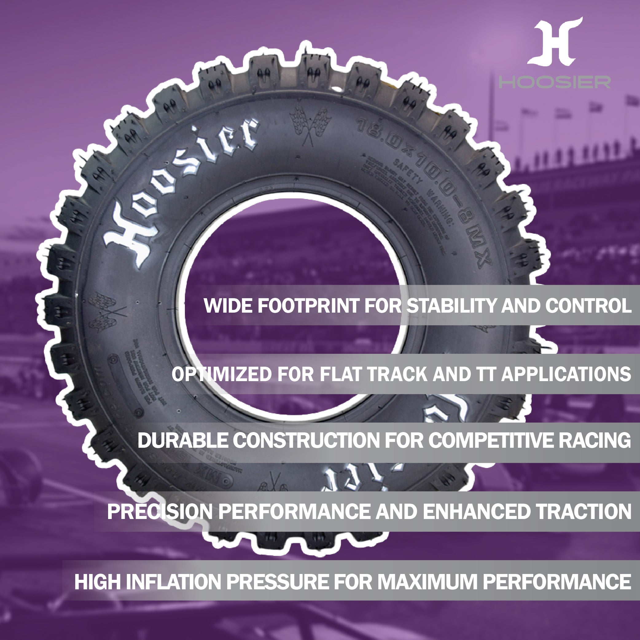Hoosier ATV MX Rear Tire 18.0X10.0-8 16700MX150 for Motocross Off-Road Racing with Hoosier Keychain