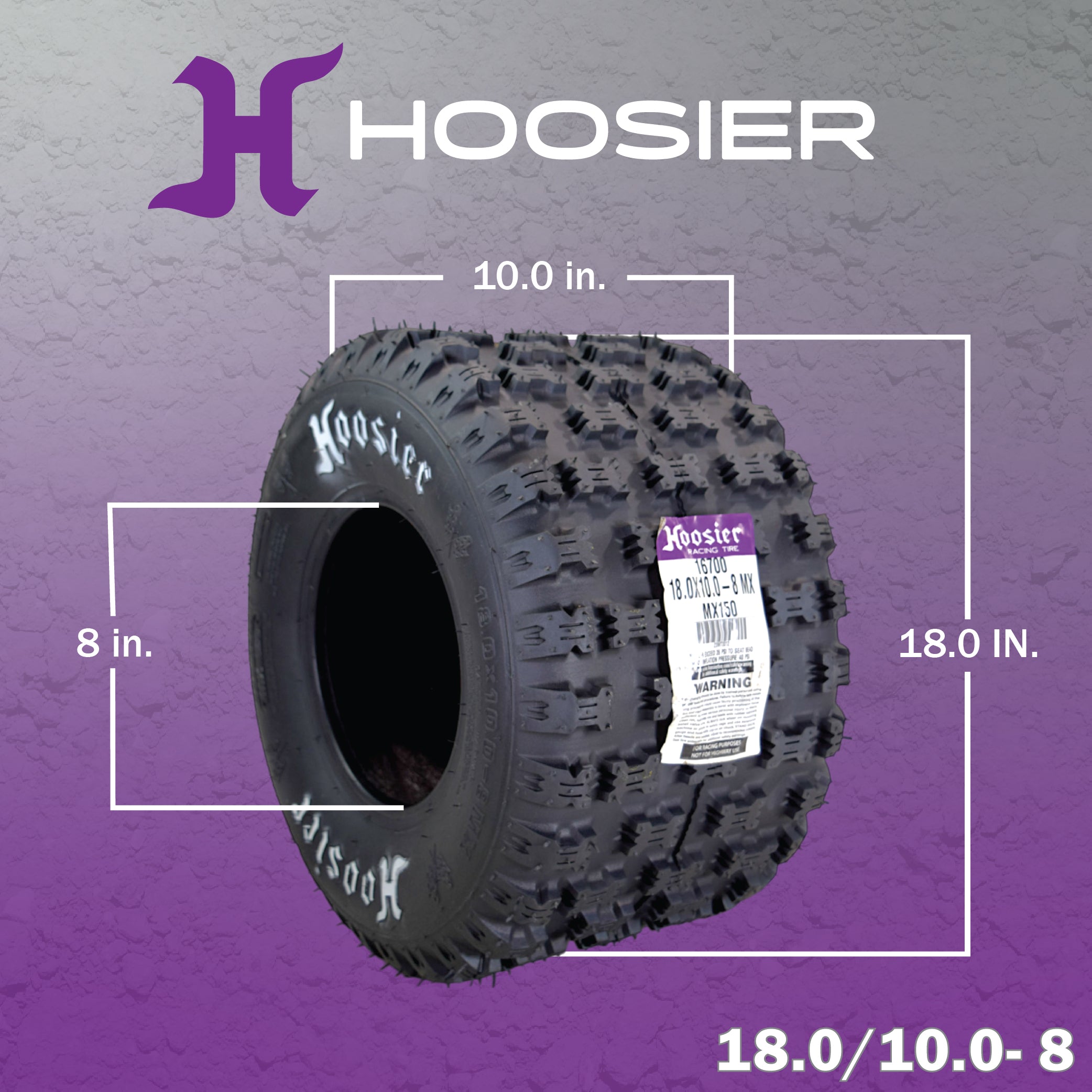 Hoosier ATV MX Rear Tires 18.0X10.0-8 16700MX150 for Motocross Off-Road Racing with Hoosier Keychain (2-Pack)