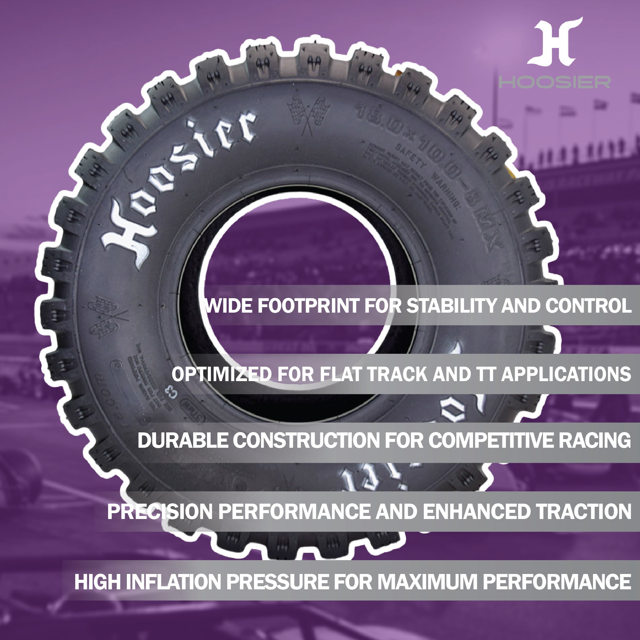 Hoosier ATV MX Rear Tire 18.0X10.0-8 16700MX200 for Motocross Off-Road Racing with Hoosier Keychain
