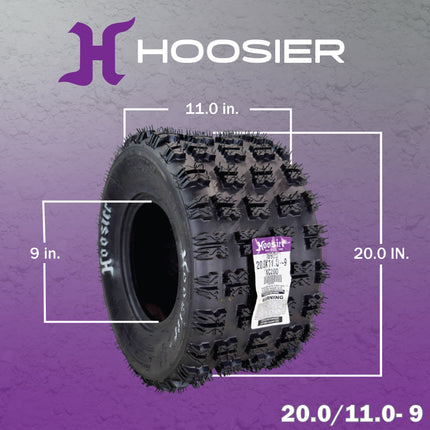 Hoosier ATV Tire Set with (2) 21.0X7.0-10 XC200 Front & (2) 20.0X11.0-9 XC200 Rear Tires for Off-Road Racing with Hoosier Keychain (4-Pack)