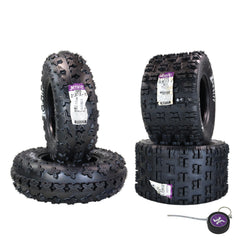 Hoosier ATV Tire Set with (2) 21.0X7.0-10 XC200 Front & (2) 20.0X11.0-9 XC175 Rear Tires for Off-Road Racing with Hoosier Keychain (4-Pack)