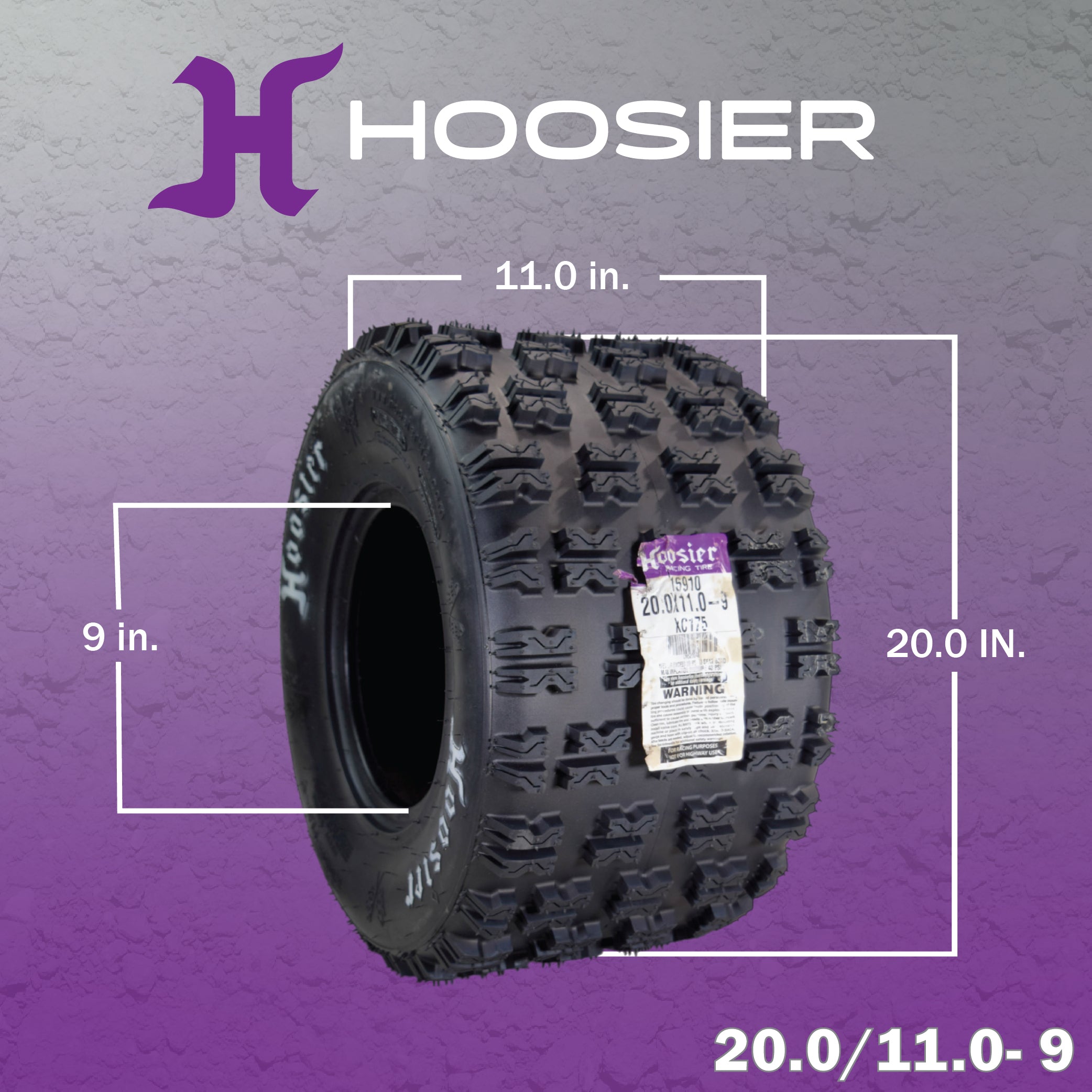 Hoosier ATV Tire Set with (2) 21.0X7.0-10 XC200 Front & (2) 20.0X11.0-9 XC175 Rear Tires for Off-Road Racing with Hoosier Keychain (4-Pack)