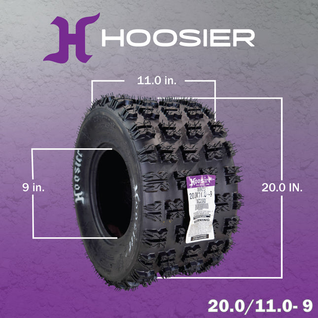 Hoosier ATV Mud Rear Tires 20.0X11.0-9 XC200 for Off-Road Racing with Hoosier Keychain (2-Pack)