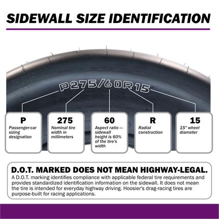 Hoosier 17317 D.O.T. Drag Radial Tire (P275/60R15) | 27.7" x 9.8" Track & Racing Tire with Solid White Letters – Includes Collector Rubber Tire Keychain