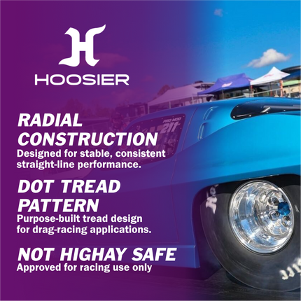 Hoosier 17317 D.O.T. Drag Radial Tire (P275/60R15) | 27.7" x 9.8" Track & Racing Tire with Solid White Letters – Includes Collector Rubber Tire Keychain (2 Pack)