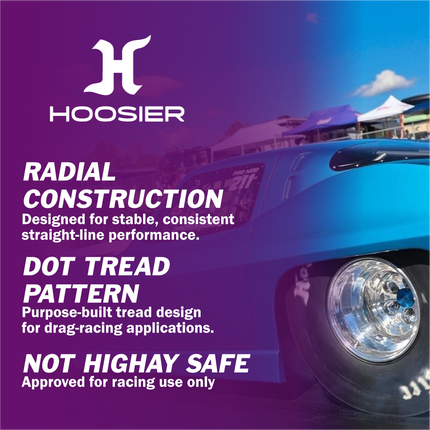 Hoosier 17375DR3 D.O.T. Radial Drag Racing Tire P275/60R15 with DR3 Compound and Solid White Letters – Includes Collector Miniature Tire Keychain