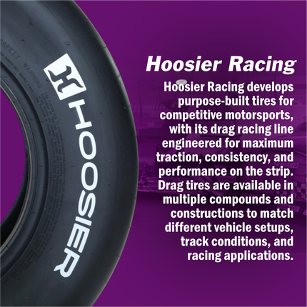 Hoosier 17375DR3 D.O.T. Radial Drag Racing Tire P275/60R15 with DR3 Compound and Solid White Letters – Includes Collector Miniature Tire Keychain