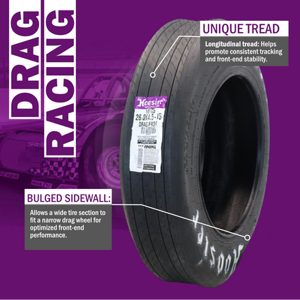Hoosier 18105 Front Drag Racing Tire - 26.0/4.5-15 Bias-Ply Tire with Exceptional Stability and Lightweight Construction for Drag Racing Applications – Includes Collector Miniature Tire Keychain