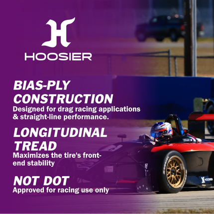 Hoosier 18105 Front Drag Racing Tire - 26.0/4.5-15 Bias-Ply Tire with Exceptional Stability and Lightweight Construction for Drag Racing Applications – Includes Collector Miniature Tire Keychain