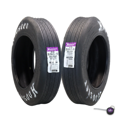 Hoosier 18105 Front Drag Racing Tire - 26.0/4.5-15 Bias-Ply Tire with Exceptional Stability and Lightweight Construction for Drag Racing Applications  Includes Collector Miniature Tire Keychain (2 Pk)
