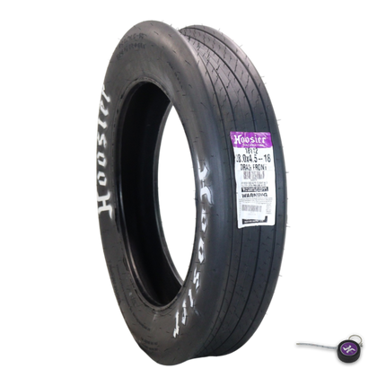 Hoosier 18112 Front Drag Racing Tire - 28.0/4.5-18 Bias-Ply Tire with Exceptional Stability and Lightweight Construction for 18-Inch Wheels  Includes Collector Miniature Tire Keychain