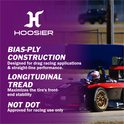 Hoosier 18112 Front Drag Racing Tire - 28.0/4.5-18 Bias-Ply Tire with Exceptional Stability and Lightweight Construction for 18-Inch Wheels  Includes Collector Miniature Tire Keychain