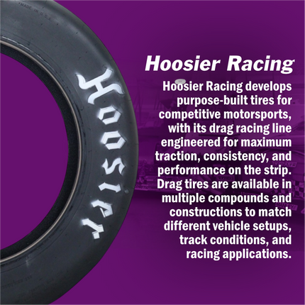 Hoosier 18112 Front Drag Racing Tire - 28.0/4.5-18 Bias-Ply Tire with Exceptional Stability and Lightweight Construction for 18-Inch Wheels  Includes Collector Miniature Tire Keychain
