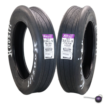 Hoosier 18112 Front Drag Racing Tire - 28.0/4.5-18 Bias-Ply Tire with Exceptional Stability and Lightweight Construction for 18-Inch Wheels  Includes Collector Miniature Tire Keychain (2 Pack)