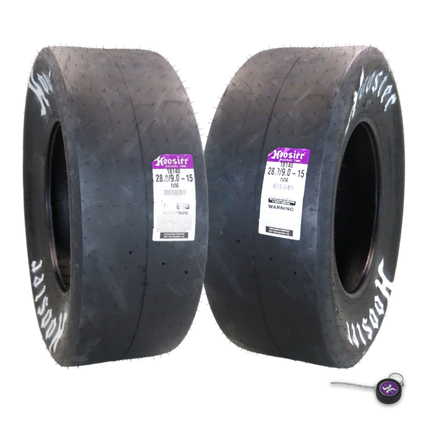 Hoosier 18140D06 Rear Drag Racing Slick - 28.0/9.0-15 D06 Compound Bias-Ply Tire Engineered for Maximum Traction and Launch Performance  Includes Collector Miniature Tire Keychain (2 Pack)
