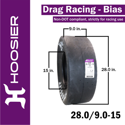 Hoosier 18140D06 Rear Drag Racing Slick - 28.0/9.0-15 D06 Compound Bias-Ply Tire Engineered for Maximum Traction and Launch Performance  Includes Collector Miniature Tire Keychain (2 Pack)