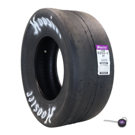 Hoosier 18150D06 Rear Drag Racing Slick - 28.0/10.0-15 D06 Compound Bias-Ply Tire Designed for Superior Grip and Consistent ETs  Includes Collector Miniature Tire Keychain