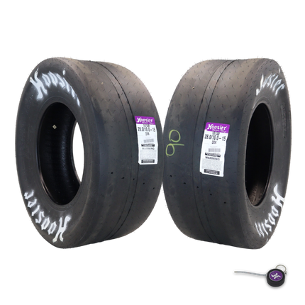 Hoosier 18150D06 Rear Drag Racing Slick - 28.0/10.0-15 D06 Compound Bias-Ply Tire Designed for Superior Grip and Consistent ETs  Includes Collector Miniature Tire Keychain (2 Pack)