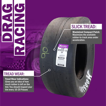 Hoosier 18150D06 Rear Drag Racing Slick - 28.0/10.0-15 D06 Compound Bias-Ply Tire Designed for Superior Grip and Consistent ETs  Includes Collector Miniature Tire Keychain (2 Pack)