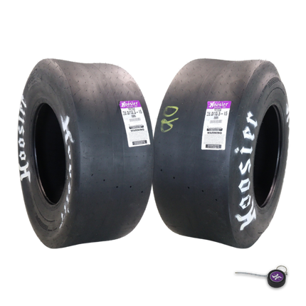 Hoosier 18154D05 Rear Drag Slick - 28.0/10.5-15 D05 Compound Stiff Sidewall Tire Engineered for No-Prep Drag Racing Traction  Includes Collector Miniature Tire Keychain (2 Pack)