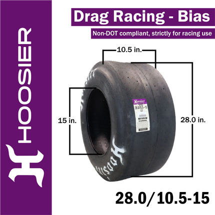Hoosier 18155C07 Rear Drag Slick - 28.0/10.5-15 C07 Compound Stiff Sidewall Tire Designed for Superior Strip Performance Includes Collector Miniature Tire Keychain