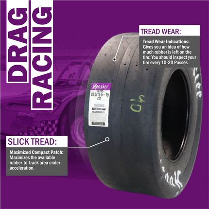Hoosier 18155C07 Rear Drag Slick - 28.0/10.5-15 C07 Compound Stiff Sidewall Tire Designed for Superior Strip Performance Includes Collector Miniature Tire Keychain