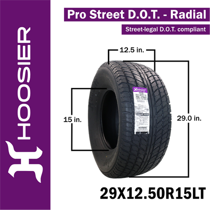 Hoosier 19155 Pro Street D.O.T. Radial Tire - 29x12.50R15LT Street-Legal High-Performance Drag and Pro Street Tire Includes Collector Miniature Tire Keychain (2 Pack)