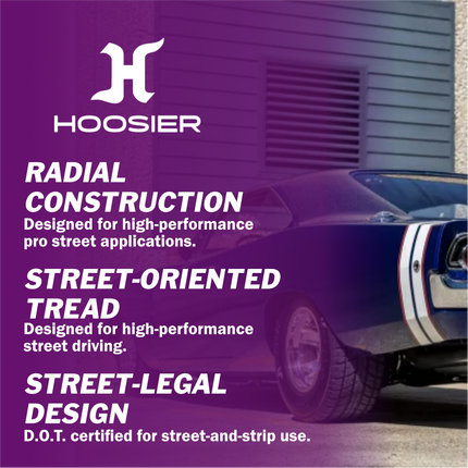 Hoosier 19155 Pro Street D.O.T. Radial Tire - 29x12.50R15LT Street-Legal High-Performance Drag and Pro Street Tire Includes Collector Miniature Tire Keychain (2 Pack)