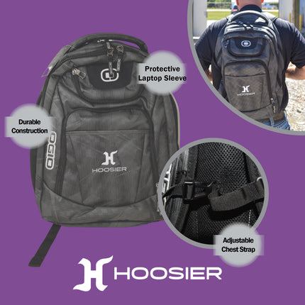 Hoosier OGIO Excelsior Backpack - Gray with Dual Main Compartments and Padded Air Mesh Back for Travel, School, or Work with Hoosier Keychain