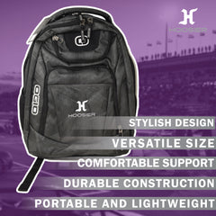 Hoosier OGIO Excelsior Backpack - Gray with Dual Main Compartments and Padded Air Mesh Back for Travel, School, or Work with Hoosier Keychain
