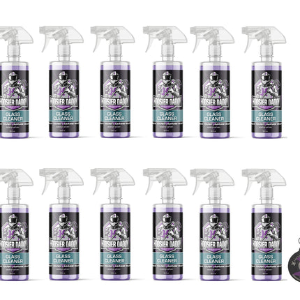 Hoosier Daddy 16oz Glass Cleaner - Streak-Free Formula for Crystal Clear Windows, Mirrors, and Glass Surfaces, Easy Spray Application for Multi-Use on Cars, Trucks, SUV, House, and More(12-Pack)