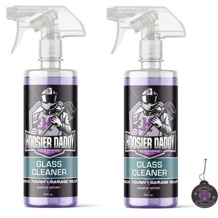 Hoosier Daddy 16oz Glass Cleaner - Streak-Free Formula for Crystal Clear Windows, Mirrors, and Glass Surfaces, Easy Spray Application for Multi-Use on Cars, Trucks, SUV, House, and More(2-Pack)