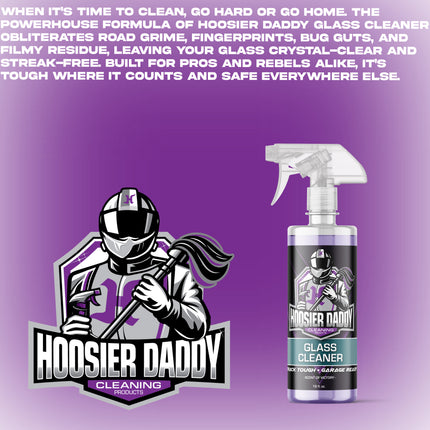 Hoosier Daddy 16oz Glass Cleaner - Streak-Free Formula for Crystal Clear Windows, Mirrors, and Glass Surfaces, Easy Spray Application for Multi-Use on Cars, Trucks, SUV, House, and More(2-Pack)
