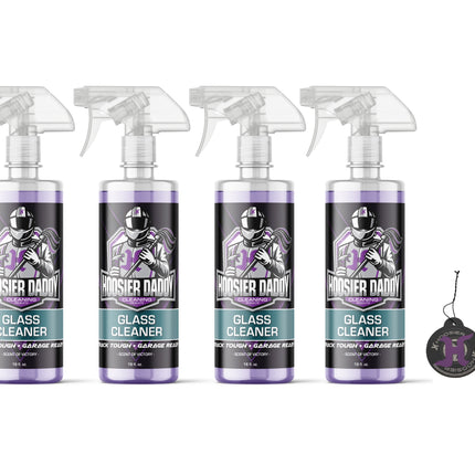 Hoosier Daddy 16oz Glass Cleaner - Streak-Free Formula for Crystal Clear Windows, Mirrors, and Glass Surfaces, Easy Spray Application for Multi-Use on Cars, Trucks, SUV, House, and More(4-Pack)