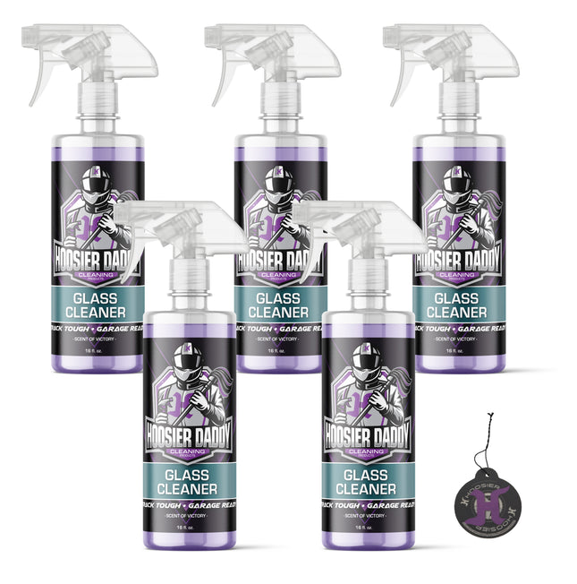 Hoosier Daddy 16oz Glass Cleaner - Streak-Free Formula for Crystal Clear Windows, Mirrors, and Glass Surfaces, Easy Spray Application for Multi-Use on Cars, Trucks, SUV, House, and More(5-Pack)