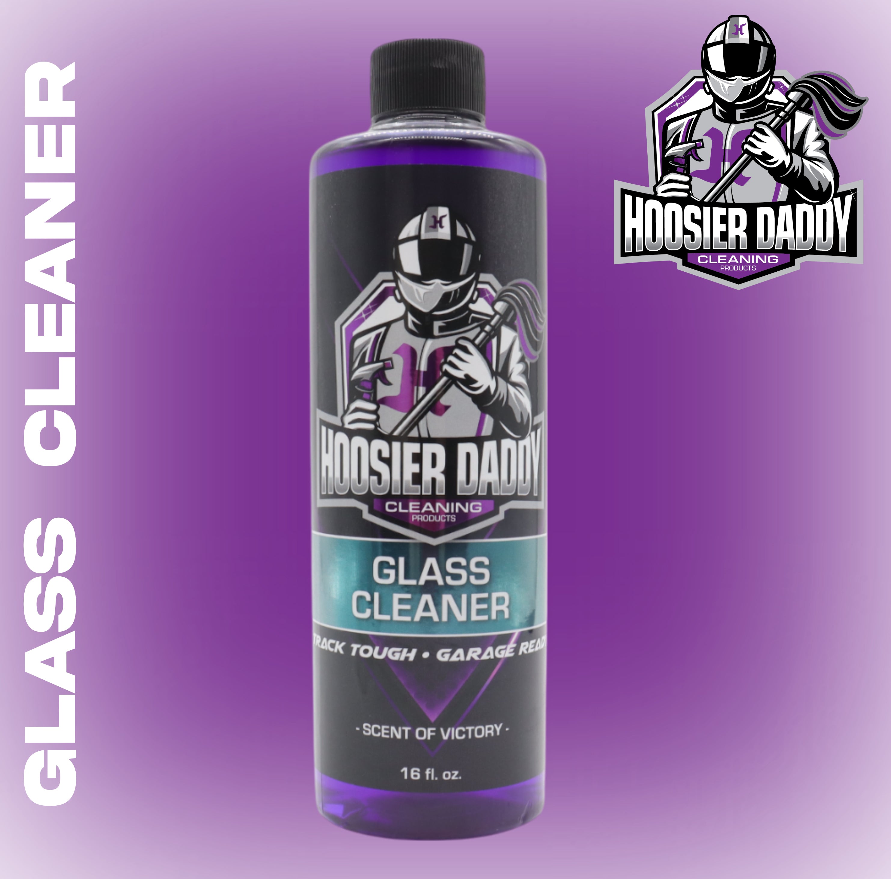 Hoosier Daddy 16oz Glass Cleaner - Streak-Free Formula for Crystal Clear Windows, Mirrors, and Glass Surfaces, Easy Spray Application for Multi-Use on Cars, Trucks, SUV, House, and More(8-Pack)