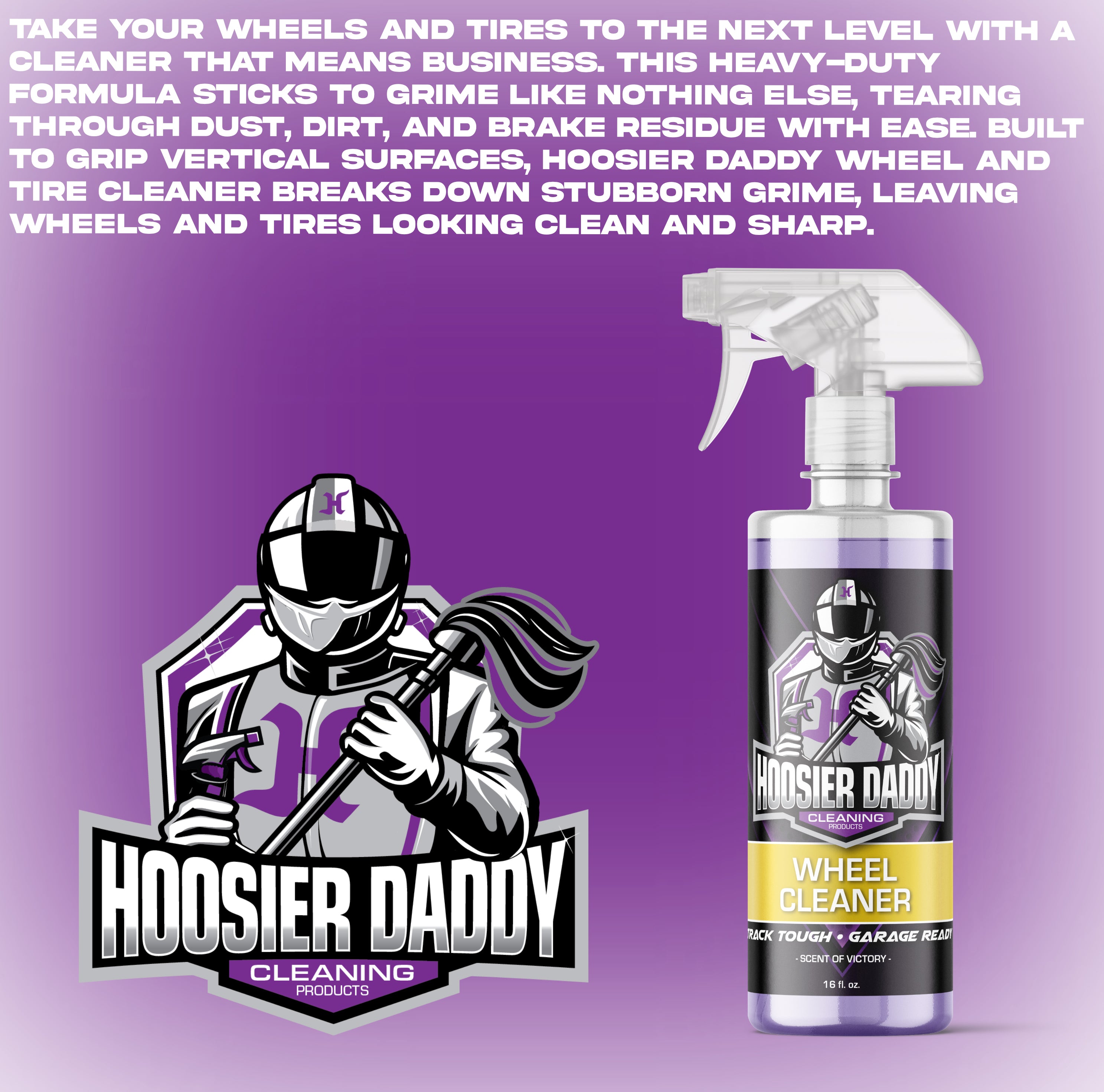 Hoosier Daddy 16oz Wheel Cleaner - Powerful Formula Removes Brake Dust, Grime, and Dirt for Sparkling Rims, Safe for All Wheel Types, Easy Spray Application(10-Pack)