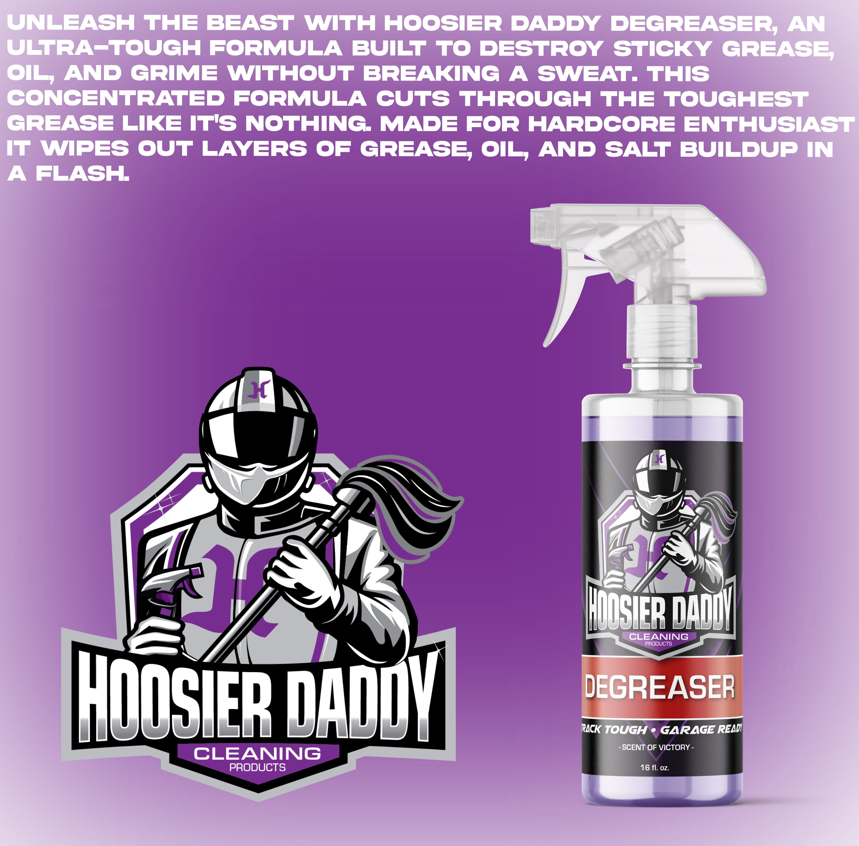 Hoosier Daddy 16oz Degreaser - Ultra-Tough Formula Destroys Grease, Oil, & Grime - Perfect for Cars & Garages(10-Pack)
