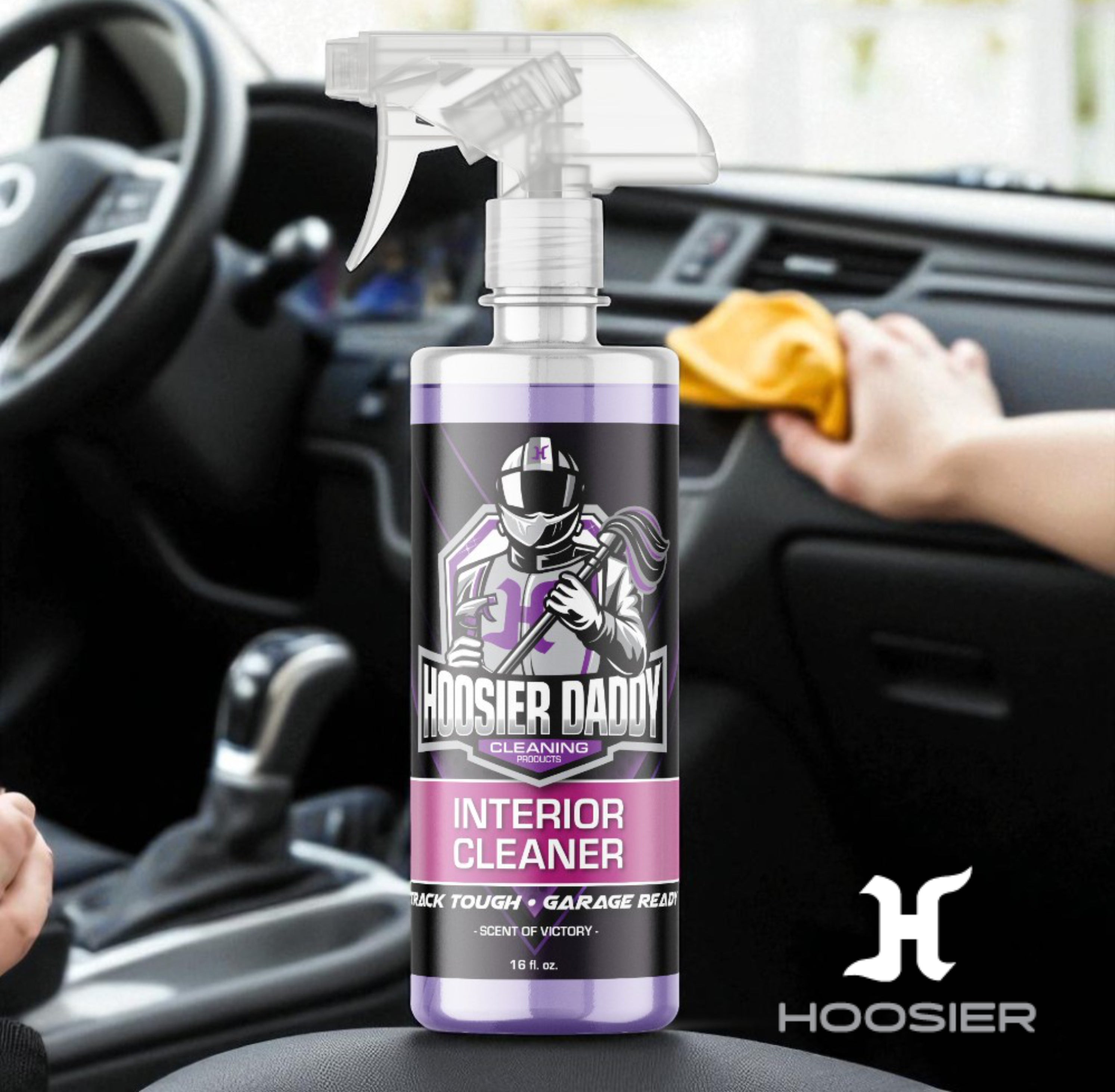 Hoosier Daddy 16oz Car Interior Cleaner - lifts dirt, Stains, & Odors from Upholstery, Carpets, & Dashboards Safe for all surfaces, Leaves Vehicle Fresh & Spotless(8-Pack)