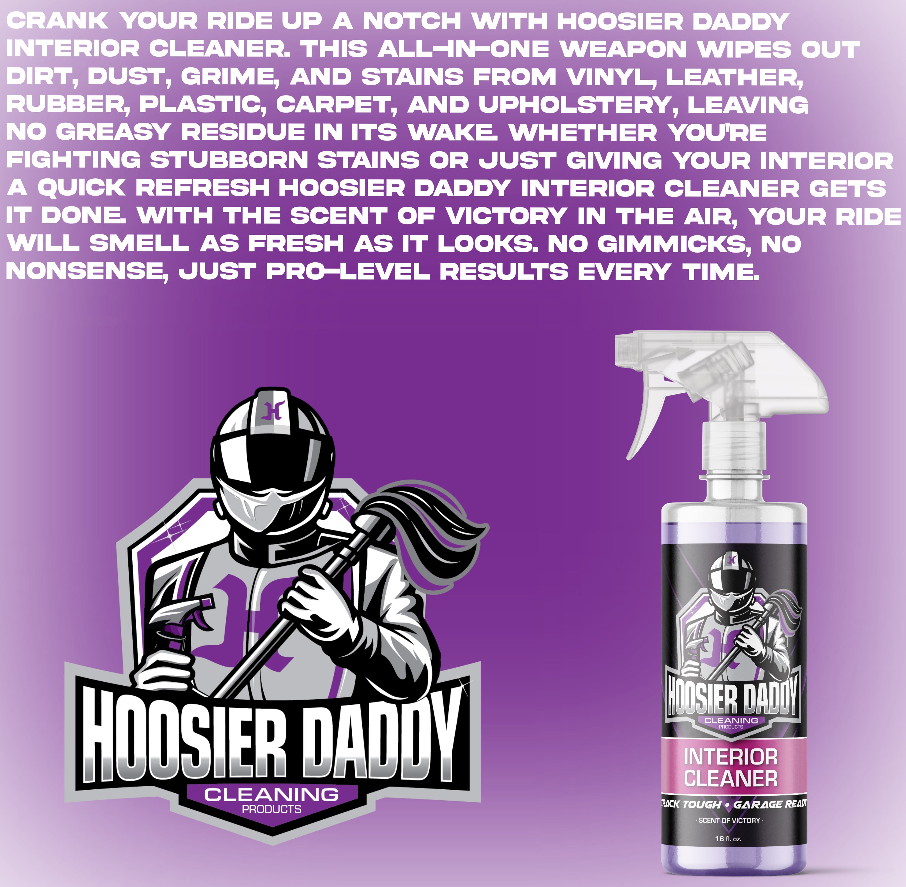 Hoosier Daddy 16oz Car Interior Cleaner - lifts dirt, Stains, & Odors from Upholstery, Carpets, & Dashboards Safe for all surfaces, Leaves Vehicle Fresh & Spotless(8-Pack)