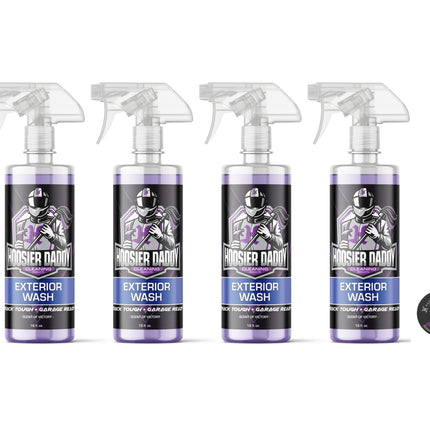 Hoosier Daddy 16oz Car Exterior Cleaner Concentrate - Removes Dirt, Bugs, & Road Grime - Safe for Paint, Glass, & Chrome - Dilutes for Multiple Uses(4-Pack)