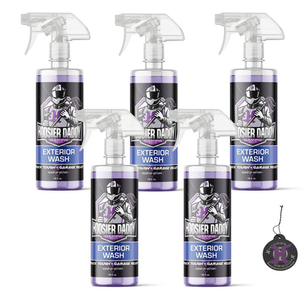 Hoosier Daddy 16oz Car Exterior Cleaner Concentrate - Removes Dirt, Bugs, & Road Grime - Safe for Paint, Glass, & Chrome - Dilutes for Multiple Uses(5-Pack)