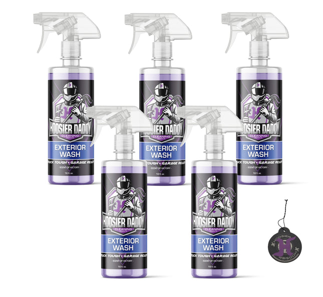 Hoosier Daddy 16oz Car Exterior Cleaner Concentrate - Removes Dirt, Bugs, & Road Grime - Safe for Paint, Glass, & Chrome - Dilutes for Multiple Uses(5-Pack)
