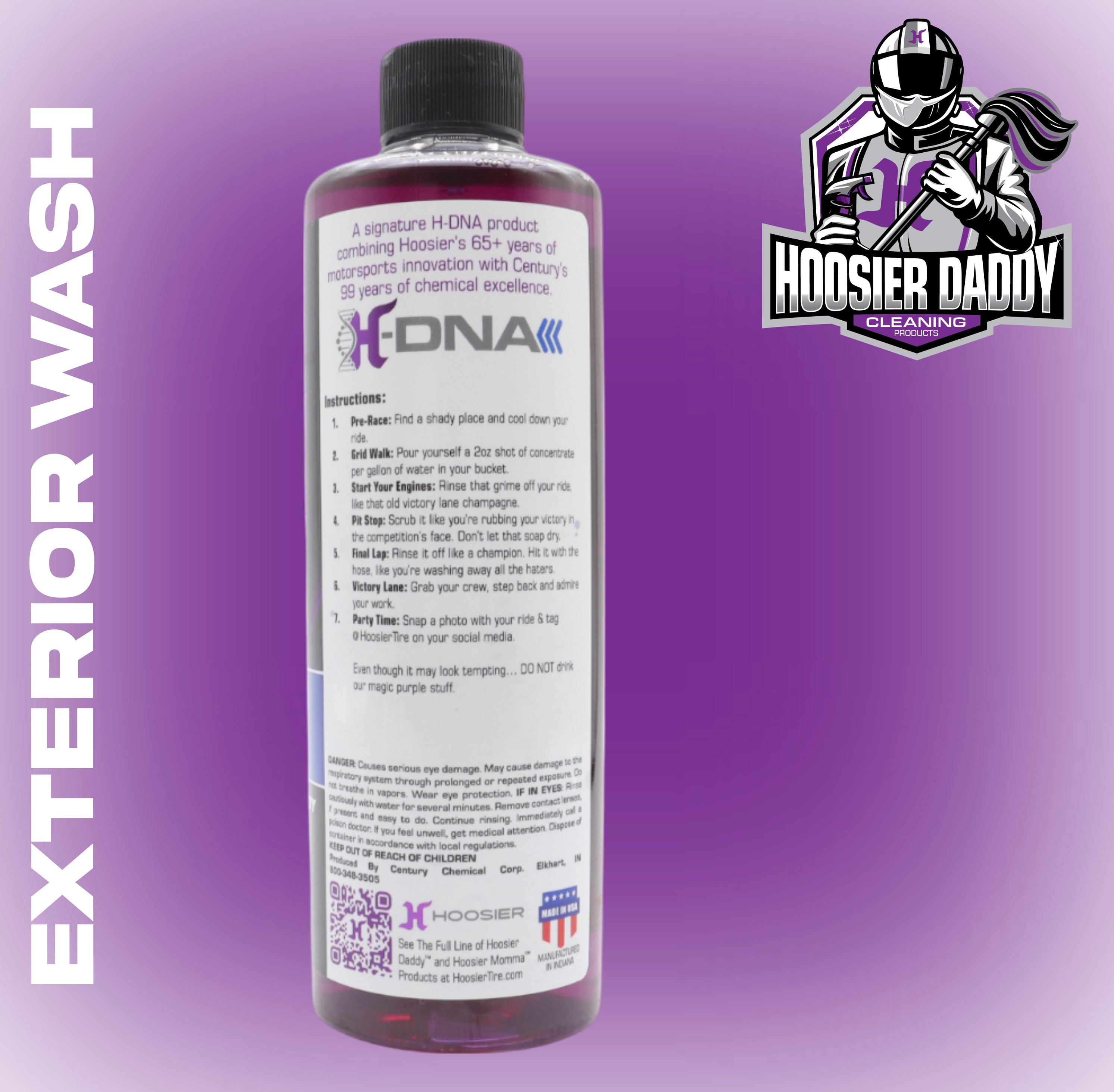 Hoosier Daddy 16oz Car Exterior Cleaner Concentrate - Removes Dirt, Bugs, & Road Grime - Safe for Paint, Glass, & Chrome - Dilutes for Multiple Uses(8-Pack)