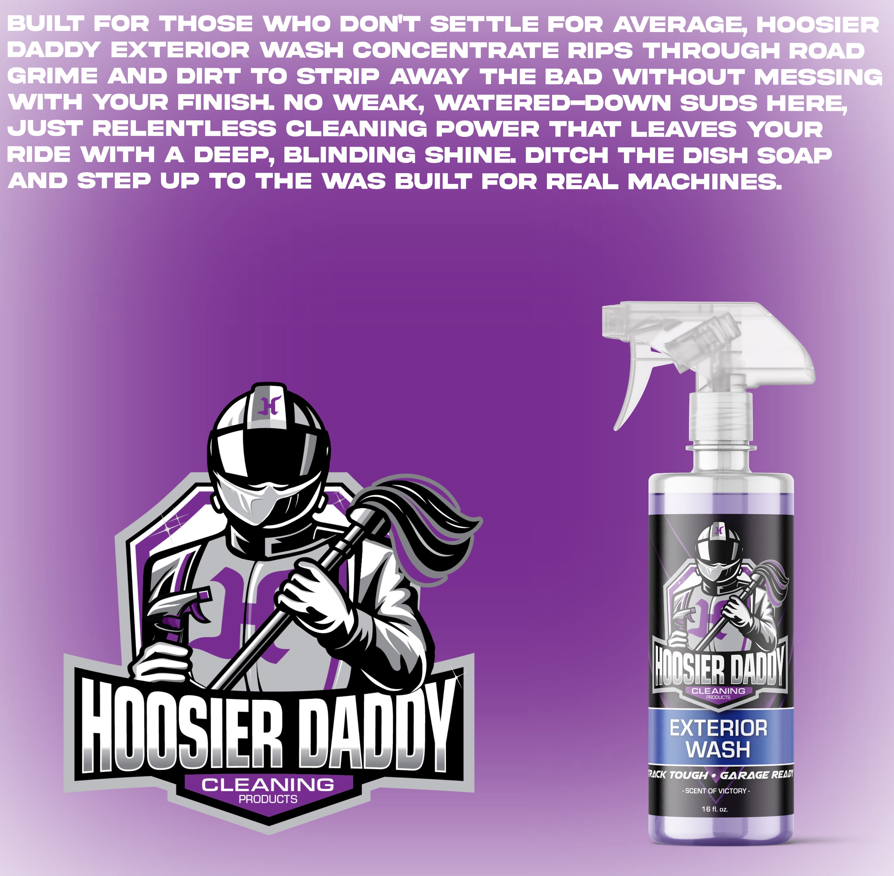 Hoosier Daddy 16oz Car Exterior Cleaner Concentrate - Removes Dirt, Bugs, & Road Grime - Safe for Paint, Glass, & Chrome - Dilutes for Multiple Uses(8-Pack)