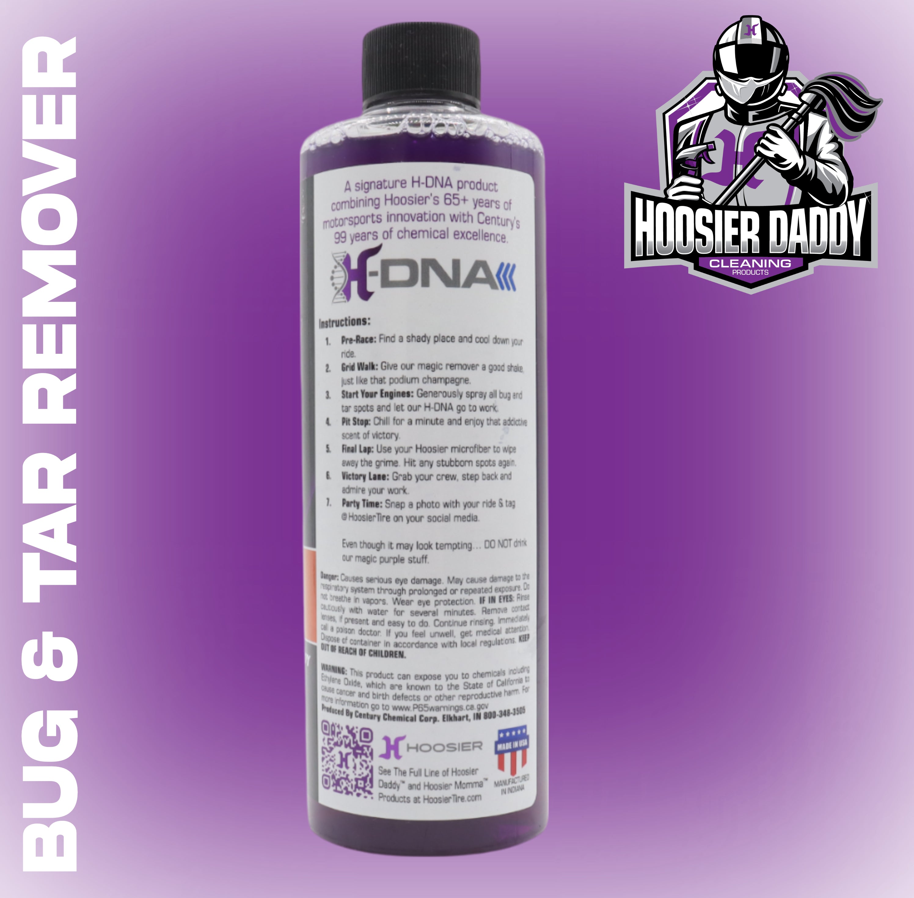 Hoosier Daddy 16oz Car Bug & Tar Remover - Fast-Acting Formula Dissolves Tough Bugs, Tar, & Sap - Easy Spray-On, Wipe-Off Solution for a Spotless Polished finish(10-Pack)